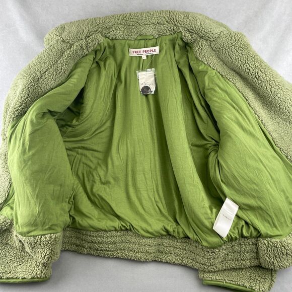 Free People Joplin Jacket Wmns S Pistachio Faux Shearling Sherpa Teddy Luxe Coat - Picture 2 of 8